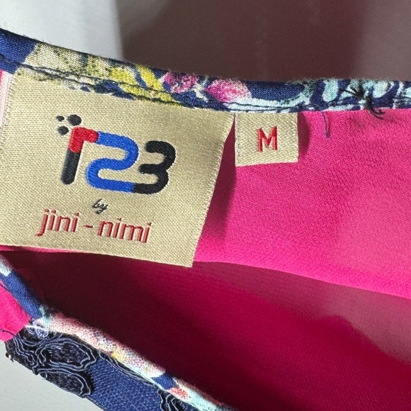 R23 by Jini Mini Pink Blue Floral Semi Sheer Model Photo Maxi Sequin Dress M - Picture 11 of 11